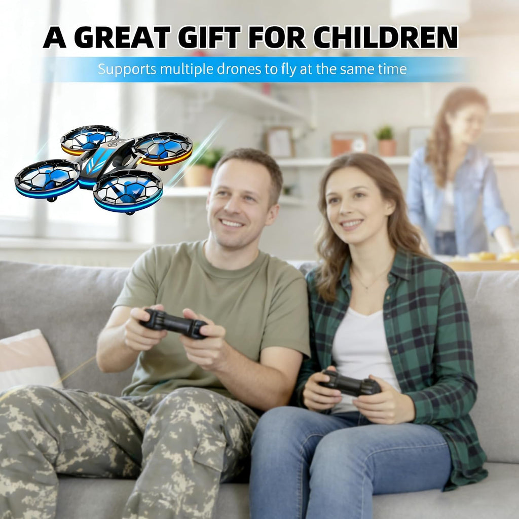 Drones - RC Drone with Auto Hovering and Headless Mode, Quadcopter with LED Light, Propeller Full Protect, 3D Flips, 3 Batteries, Remote Control, Best Gifts