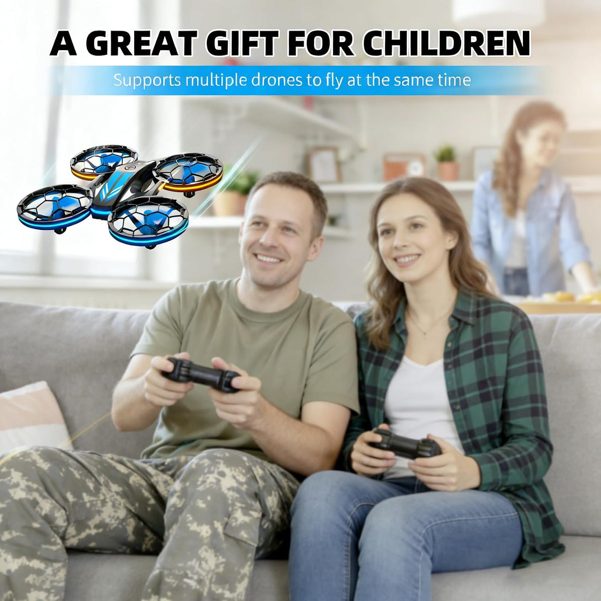 Drones - RC Drone with Auto Hovering and Headless Mode, Quadcopter with LED Light, Propeller Full Protect, 3D Flips, 3 Batteries, Remote Control, Best Gifts