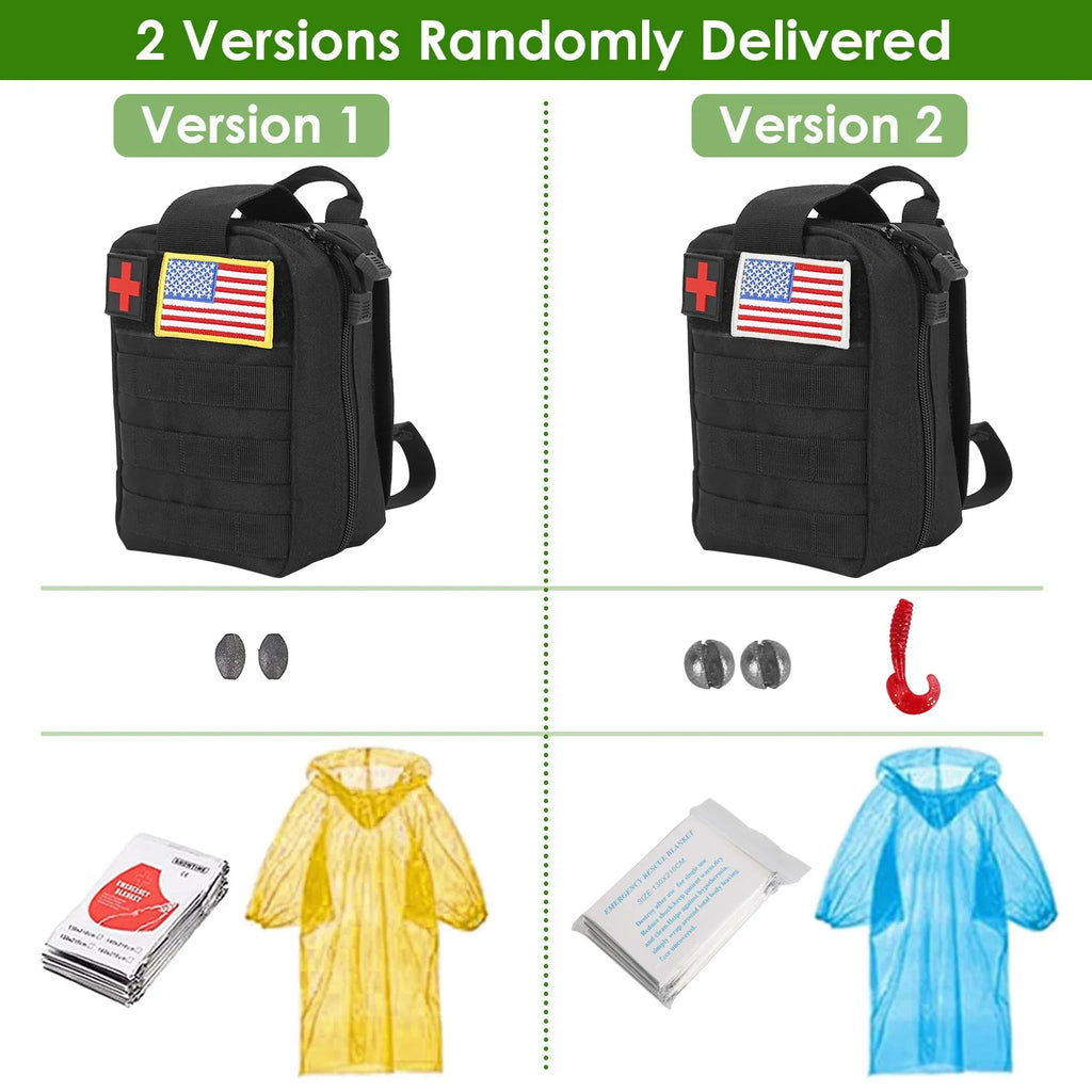 47Pcs Emergency Survival Kit Survival EDC Gear Equipment Tool First Aid Supplies Kit Tools with Pouch for Hiking Hunting Disaster Camping Adventure