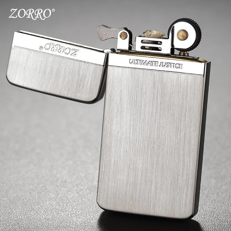 New Zorro Mini Ultra-Thin Pure Copper Kerosene Lighter Portable Metal Windproof Grinding Wheel Lighter Cigarette Lighter