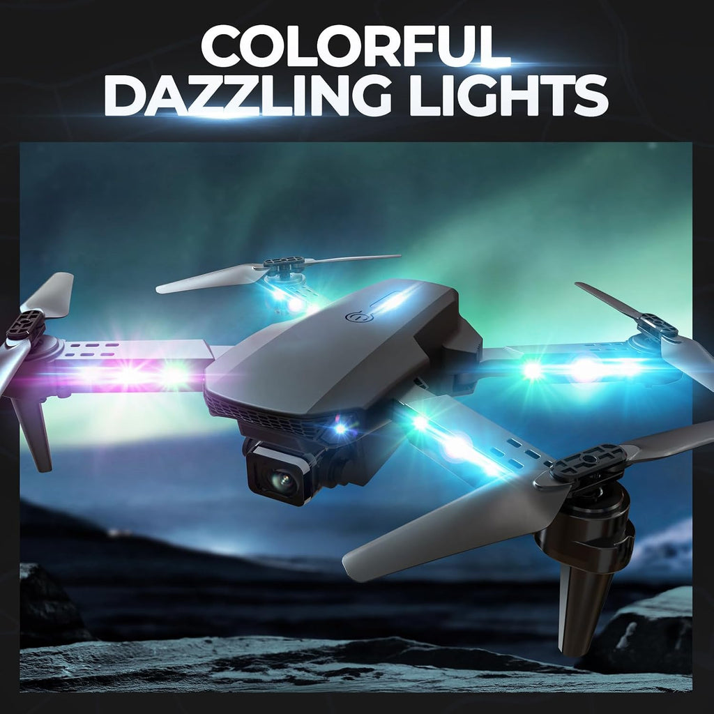 LED Lights Drone with Camera for Adults and Kids Beginners, Black