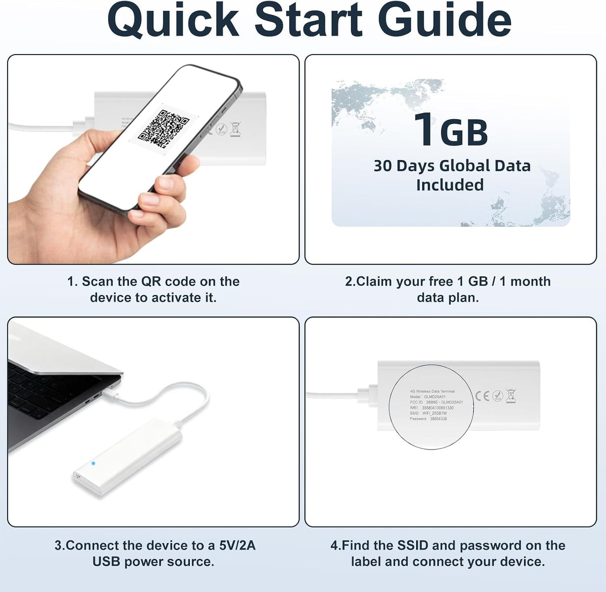 4G LTE Portable Wifi Hotspot for Travel in 200+ Countries,1Gb Data 30 Days