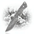 Damascus Outdoor Knife – Leather Scabbard EDC Knife