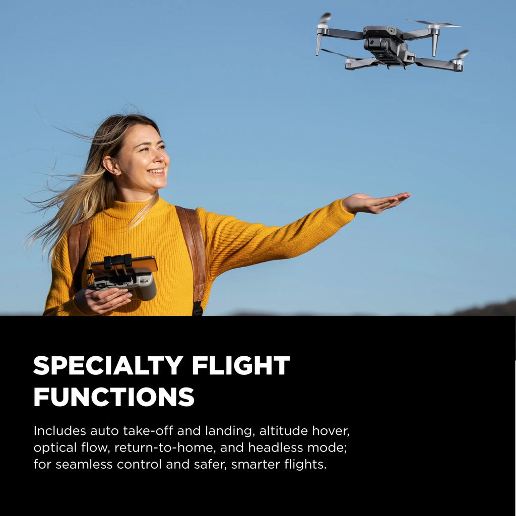 Skyvision 4K Ultra HD GPS Foldable Video Drone with 4.3" Display Controller, Brushless Motors, 1-Axis Gimbal, VR Headset, 17-Minute Flight Time & Travel Carry Case