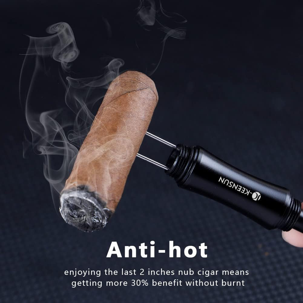 3-In-1 Cigar Punch Tool Set with Cigar Punch(8Mm), Cigar Draw Enhancer Cutter and Twin Nubber (Black)