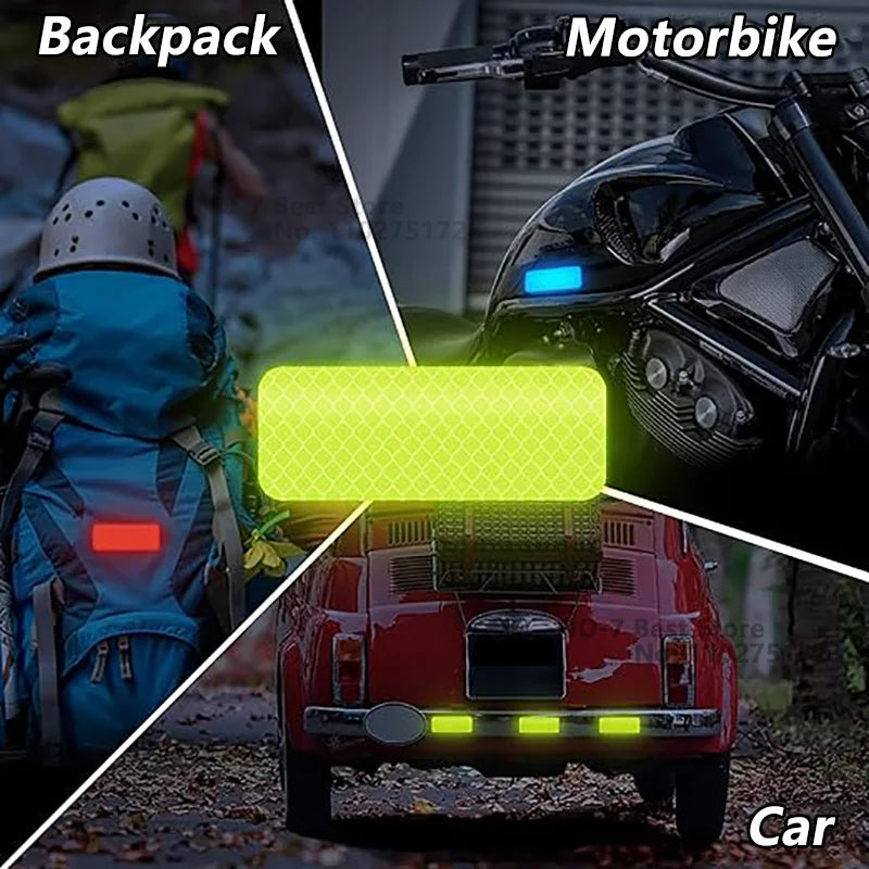 80-10PCS Helmet Safety Warning Reflective Stickers Strip Waterproof High Visibility Reflector Tape for Night Riding Walking Car