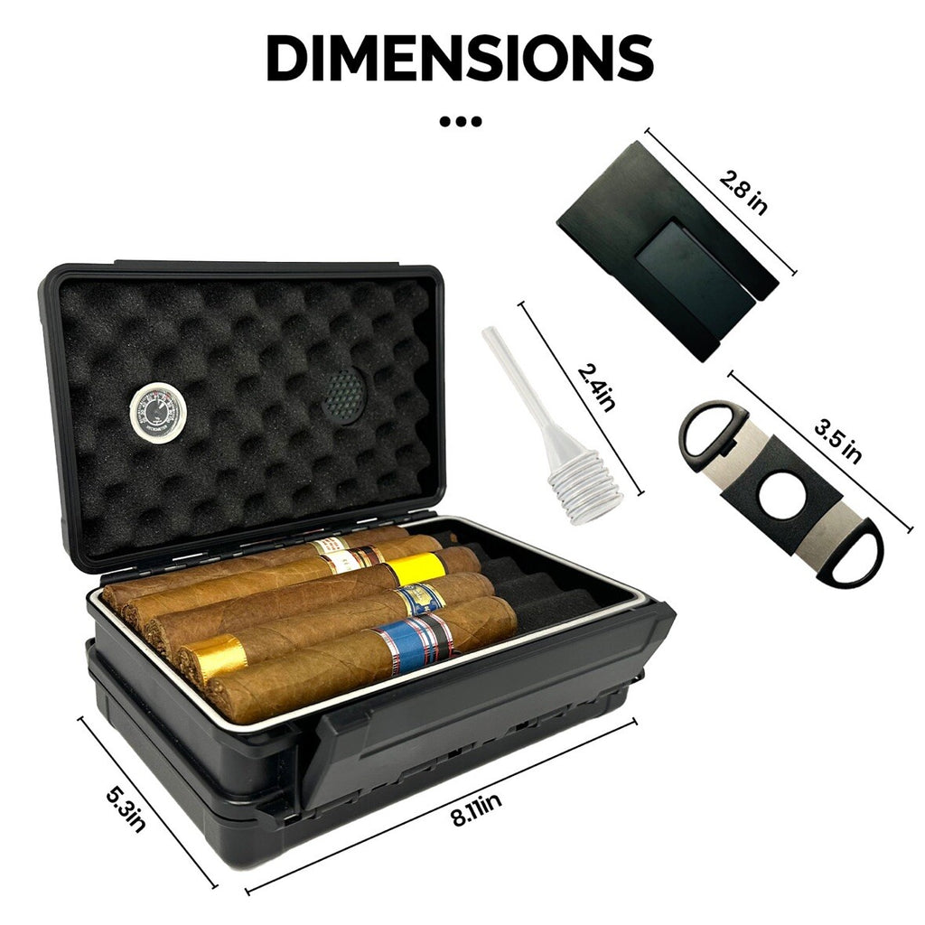 Cigar Case Double Sided Travel Humidor Box Accessories Hygrometer Waterproof