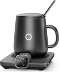 Coffee Cup Warmer &  Mug Set, 1℉ Precise Temp Control Mug Warmer | Auto Shut Off, Infrared Sensor, Dual Temp Display, ℉/℃ Optional, 15Oz Mug with Spoon & Lid Included, Gifts for Men Women