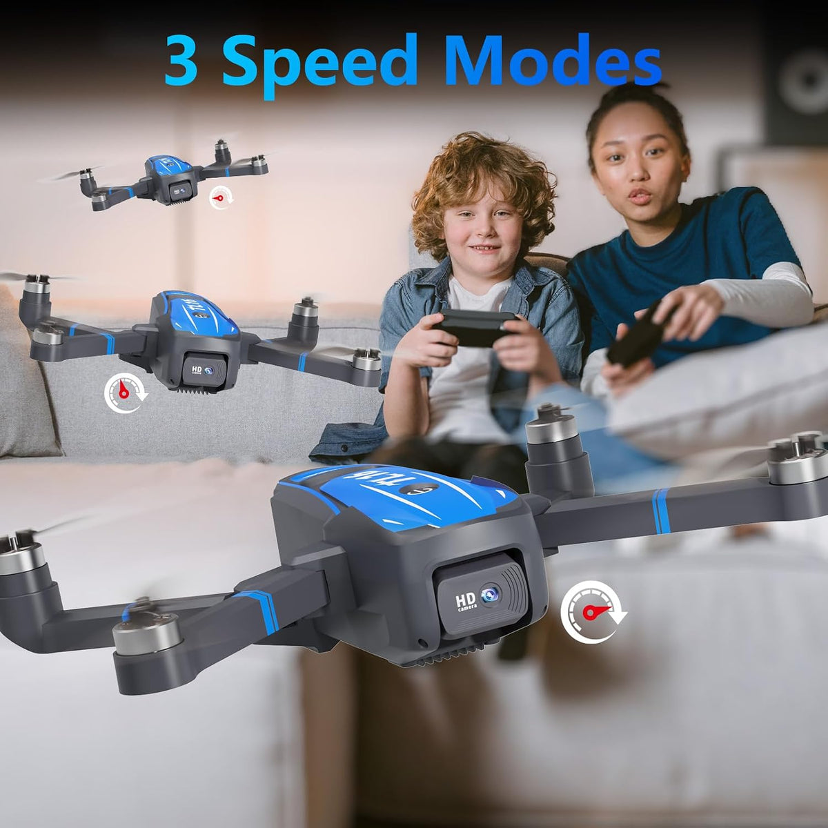 TL16 Drones with Camera for Adults 4K, Brushless Motor Mini Drone with Camera for Beginners with Headless Mode 360° Flip Gravity Control, Foldable Quadcopter for Adults, Blue