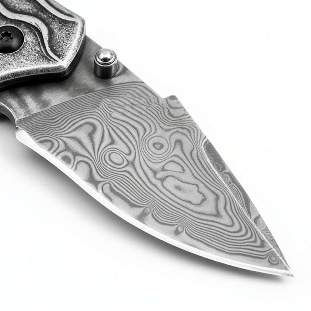 Damascus Steel Folding Knife – Handmade Pocket Knife for Men, EDC & Gift