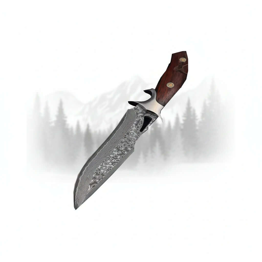 Damascus Steel Fixed Blade Knife Outdoor Survival Knife for Men