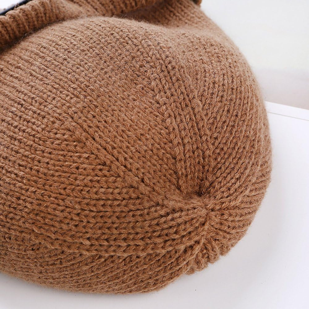 Knitted Goggles Beanie - Fleece Lined Winter Hat for Men Women