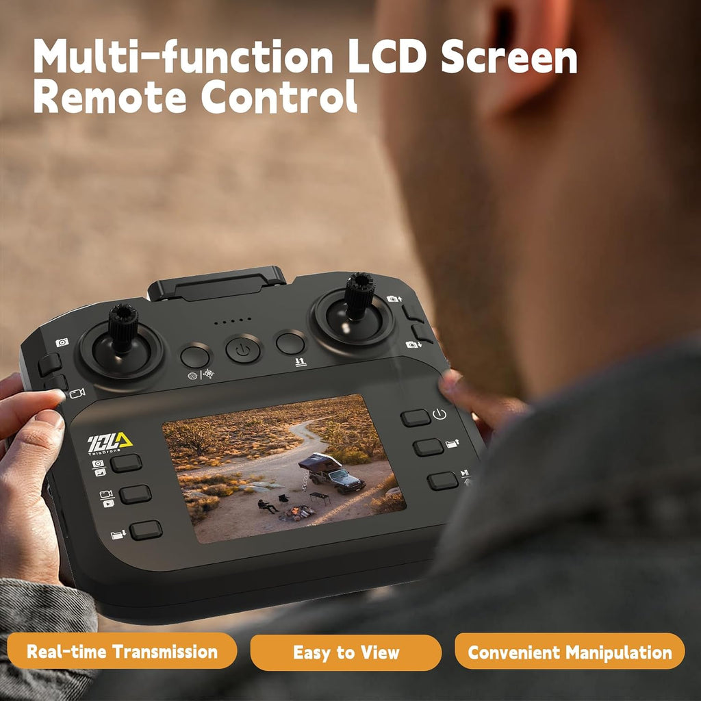TD12LCD Drone with LCD Screen Remote Control Brushless Motor Wifi Real-Time Transmission Drones for Adults Drone with Camera Foldable Quadcopter for Beginners