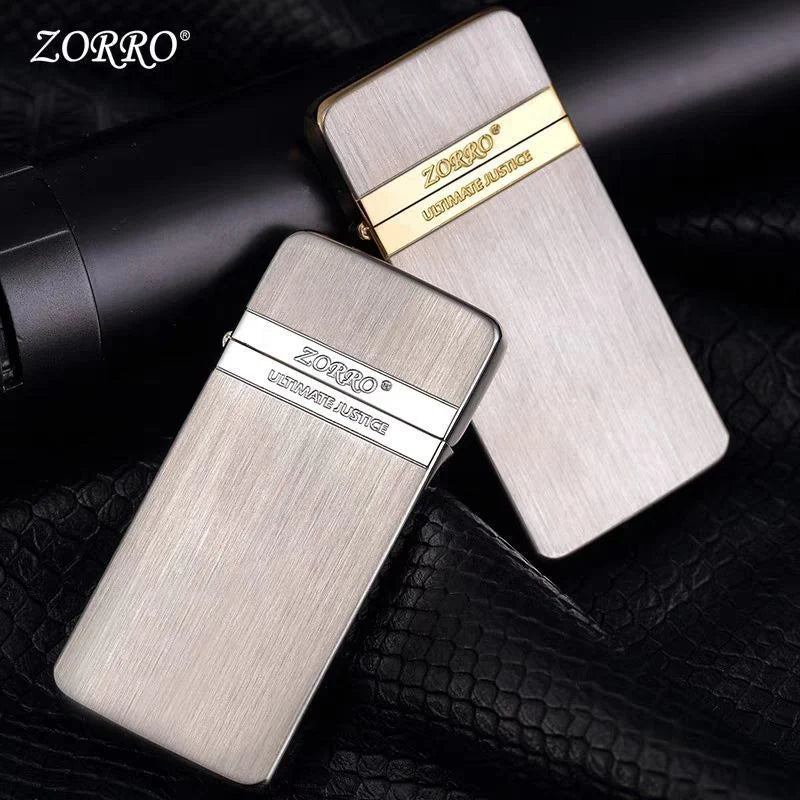 New Zorro Mini Ultra-Thin Pure Copper Kerosene Lighter Portable Metal Windproof Grinding Wheel Lighter Cigarette Lighter