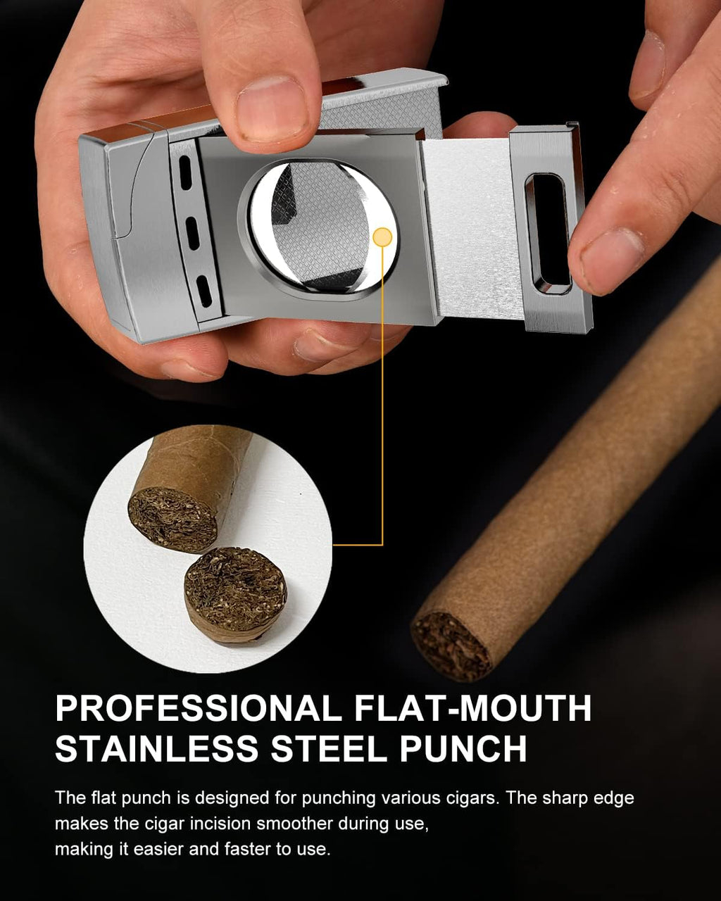 Torch Lighter with Cutter, Cigar Lighter Double Jet Flame Refillable Butane Lighter 2 in 1 Windproof Lighters for Smoking Cigar Accessories W/Gift Box (Butane Not Included)