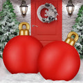 2 Pieces 32 Inch Giant PVC Inflatable Christmas in July Decorated Ball Ornaments Outdoor Large Xmas Blow Ball Decorations for Christmas in July Party Decor(Solid,Red)