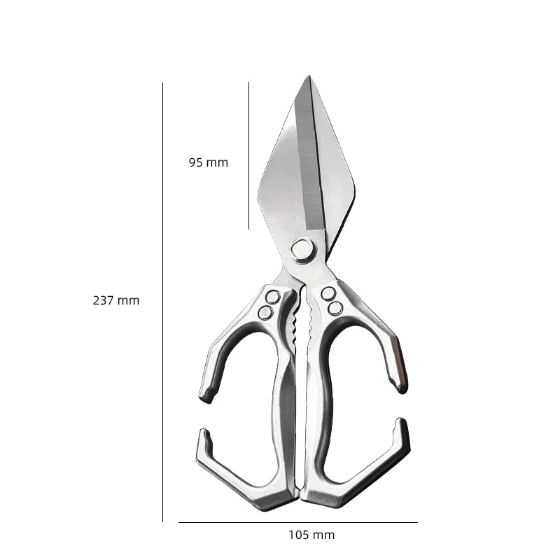 Multifunctional Kitchen Scissor Thickened Chicken Bone Scissors Nut Cracker Kitchen Shears Ergonomic Handle Scissors Fish Meat