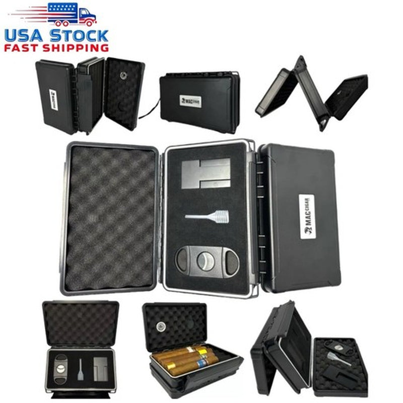 Cigar Case Double Sided Travel Humidor Box Accessories Hygrometer Waterproof