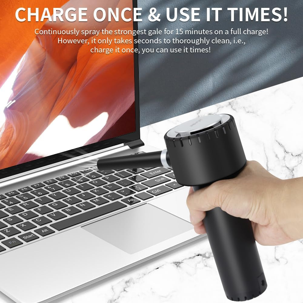 Compressed Air Duster, Electric Air Duster, Portable 45000 RPM Cordless Dust Blower, 6000Mah Battery Air Can Duster, Powerful Computer Keyboard Cleaning Air Spray, Rechargeable Electric Canned Air