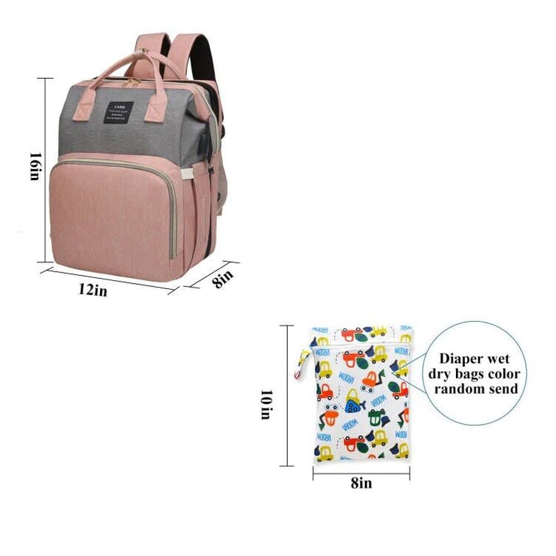 Baby Diaper Bags Backpack with Changing Station(Pink-Grey) | Waterproof Diaper Bag Backpack for Moms Dads with USB Charging Port,Large Capacity Multifunctional Baby Essentials