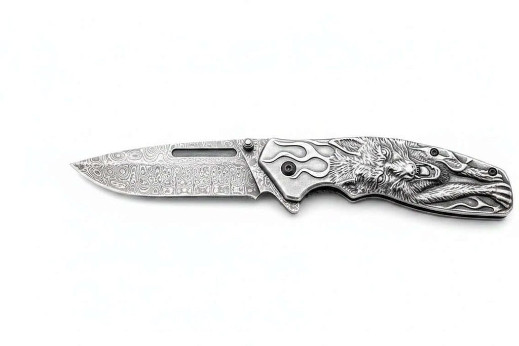 Damascus Steel Folding Knife – Handmade Pocket Knife for Men, EDC & Gift