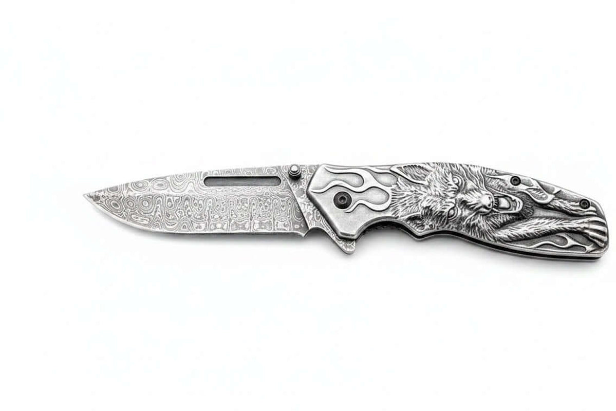 Damascus Steel Folding Knife – Handmade Pocket Knife for Men, EDC & Gift