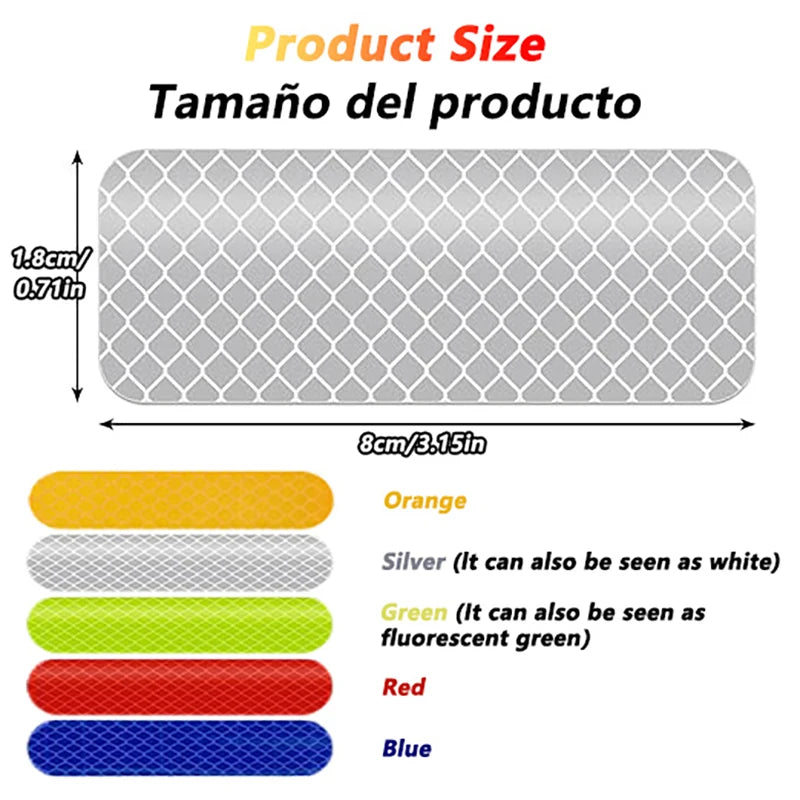 80-10PCS Helmet Safety Warning Reflective Stickers Strip Waterproof High Visibility Reflector Tape for Night Riding Walking Car