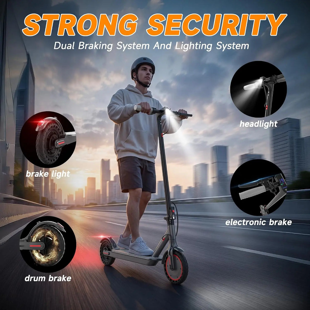 Foldable Adult Electric Commuter Scooter, 350W Motor, 19MPH Max Speed, 15 Mi Range, 8.5" Honeycomb Solid Tires, Dual Braking, Smart App Control, Lightweight Alloy Scooter for Students & Daily Travel