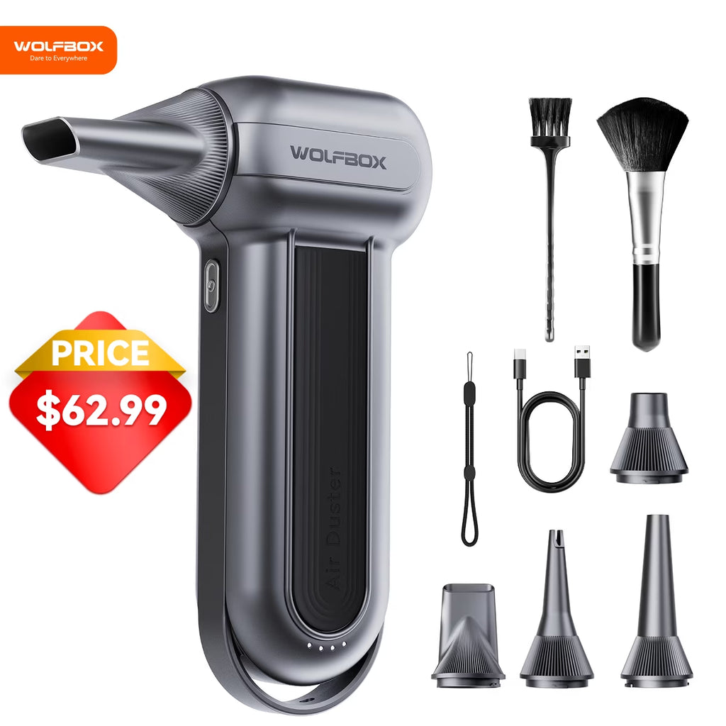 Electric Air Duster,150000 RPM Super Power Cordless Compressed Air Duster Mini Blower for Keyboard,Pc,Home Cleaning Outdoor,Car Cleaning,Black