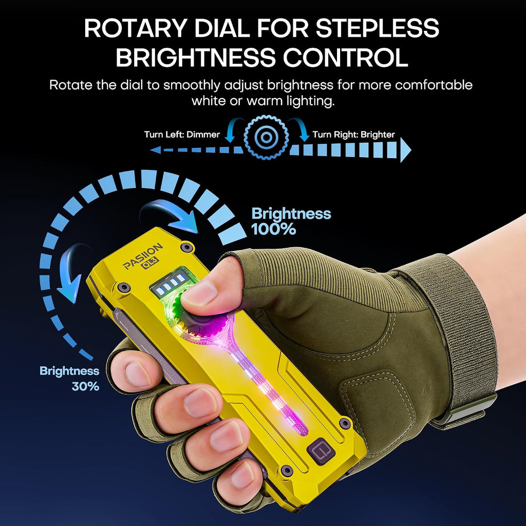 UV Flat EDC Flashlight Rechargeable 1800 High Lumens Pocket Light with Rgb,Magnetic Base Small Flashlights with Dual Switch,Stepless Dimming,Usb-C Waterproof Work Flash Light for Work,Home,Emergencies