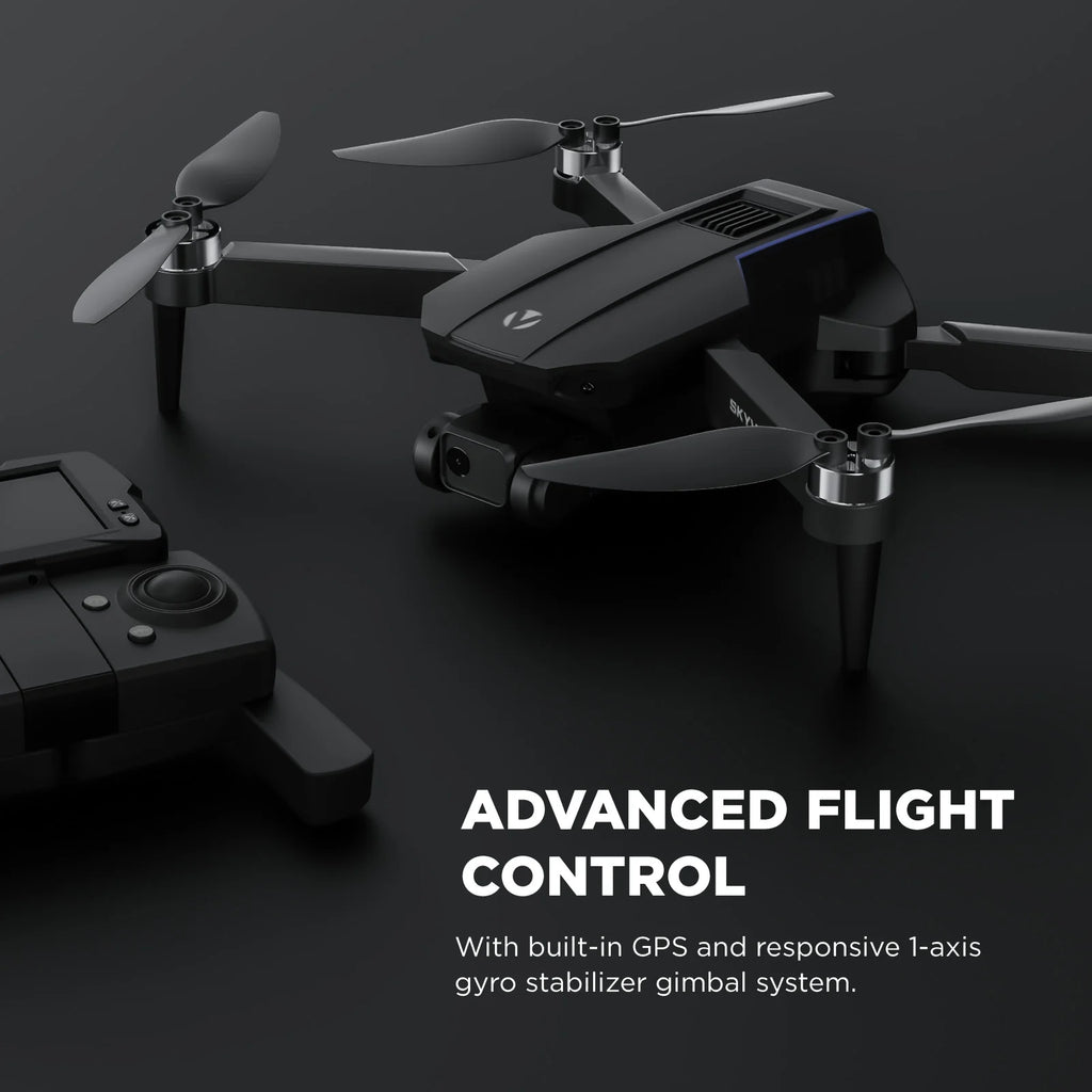 Skyvision 4K Ultra HD GPS Foldable Video Drone with 4.3" Display Controller, Brushless Motors, 1-Axis Gimbal, VR Headset, 17-Minute Flight Time & Travel Carry Case