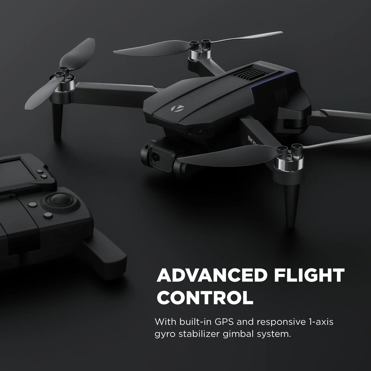 Skyvision 4K Ultra HD GPS Foldable Video Drone with 4.3" Display Controller, Brushless Motors, 1-Axis Gimbal, VR Headset, 17-Minute Flight Time & Travel Carry Case
