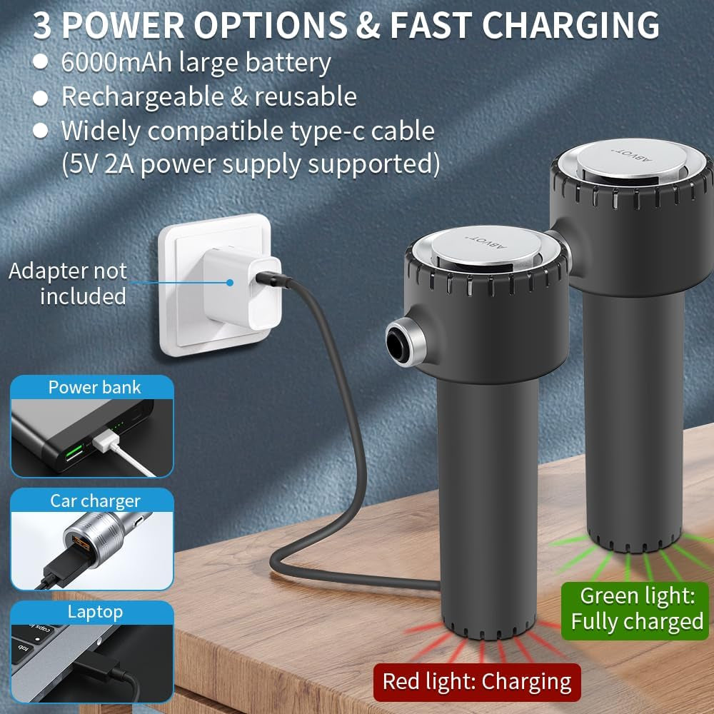 Compressed Air Duster, Electric Air Duster, Portable 45000 RPM Cordless Dust Blower, 6000Mah Battery Air Can Duster, Powerful Computer Keyboard Cleaning Air Spray, Rechargeable Electric Canned Air