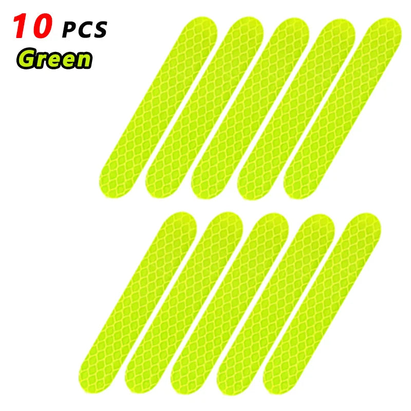 80-10PCS Helmet Safety Warning Reflective Stickers Strip Waterproof High Visibility Reflector Tape for Night Riding Walking Car