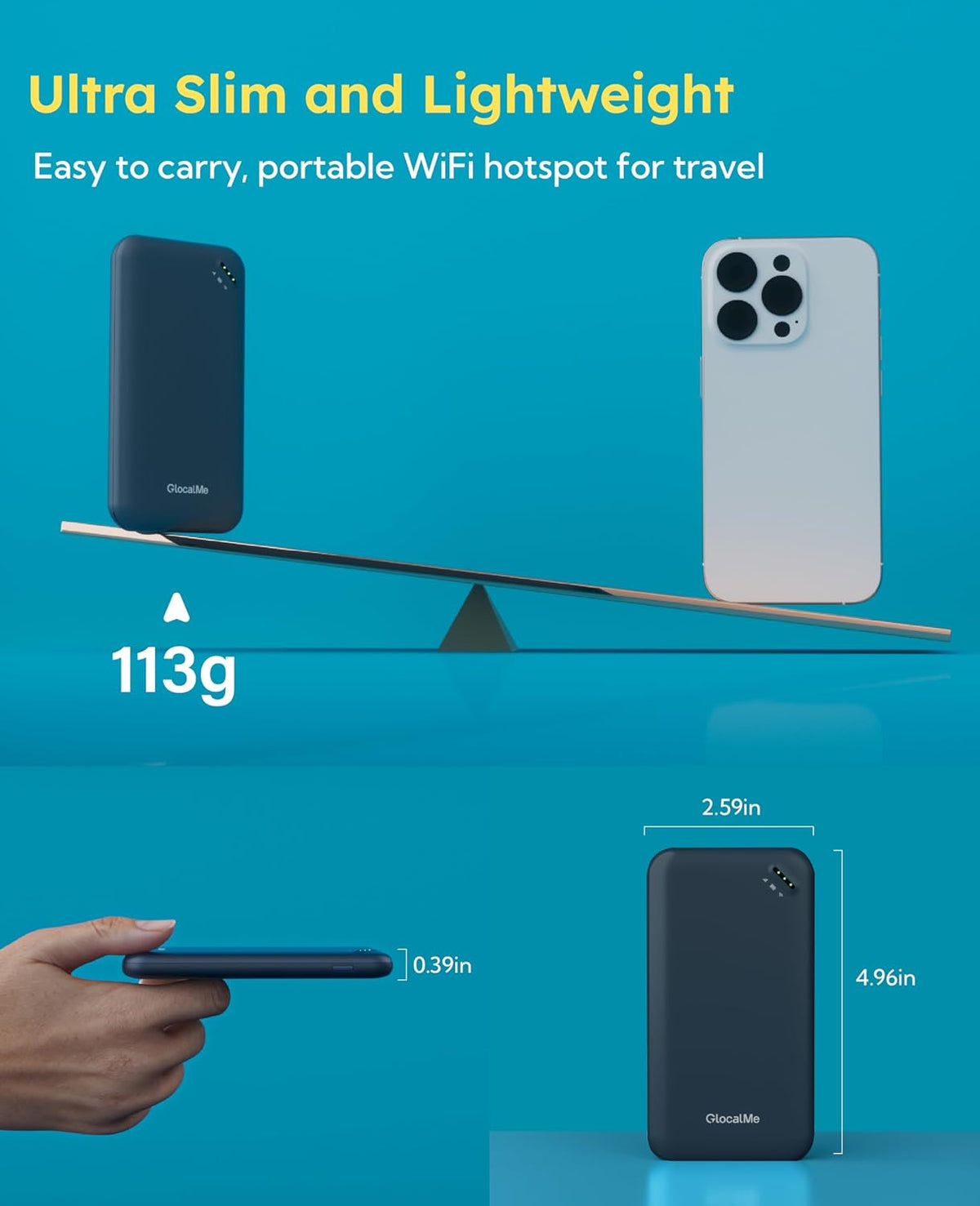 UPP 4G Mobile Hotspot with 60GB US Data &12GB Global Data