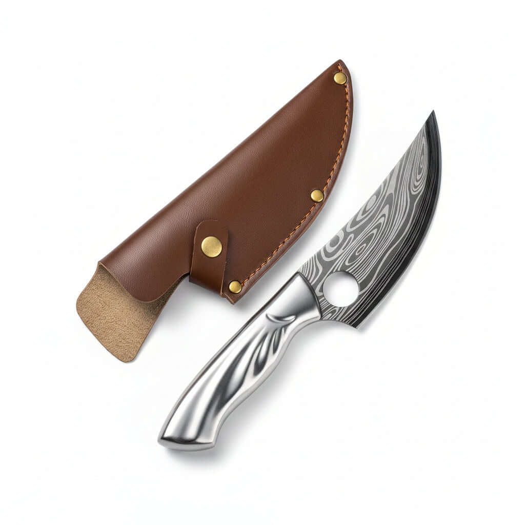 Damascus Stainless Steel Folding Knife – Bone Handle EDC Pocket Knife | Multi-Purpose Survival Knife for Men