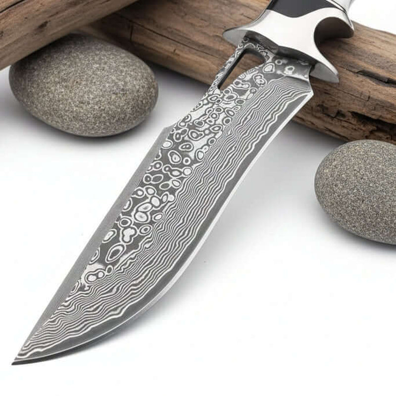 Damascus Steel Fixed Blade Knife Outdoor Survival Knife for Men