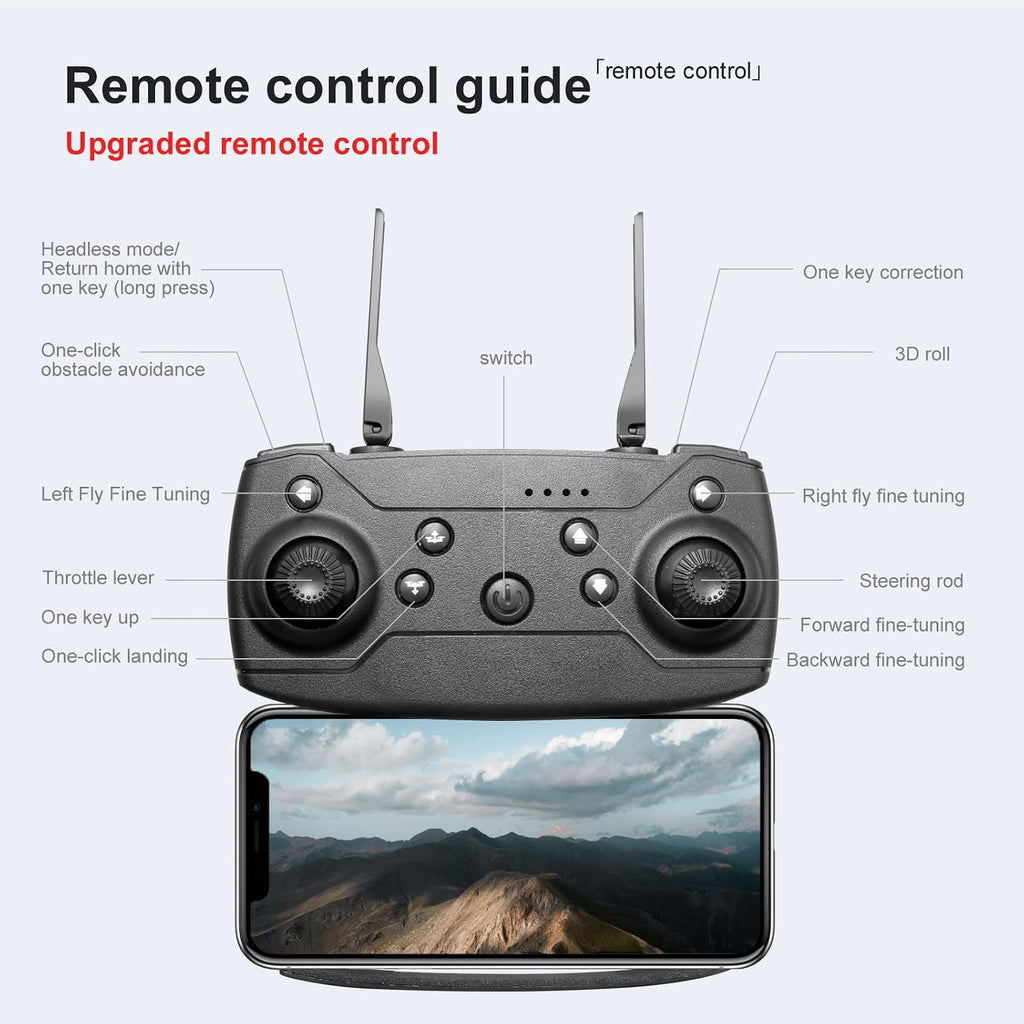 FPV Drone with 1080P Dual HD Cameras Upgraded Version RC Quadcopter for Adults, Beginner Wifi RC Drone Live Video, One Key Take Off/Land
