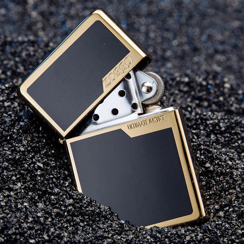 Zorro Original Copper Light Plate Gold Brushed Pure Copper Windproof Kerosene Lighter Narrow Machine Men'S Cool