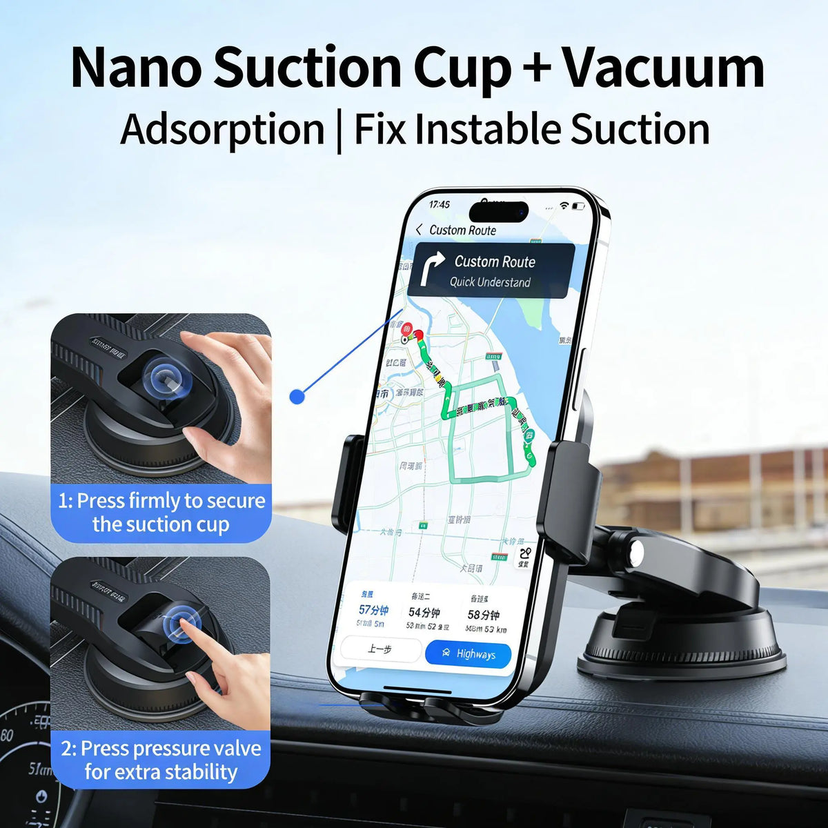 Car Phone Holder 2026 Ultimate Phone Holder for Your Car Windshield Dashboard Cell Phone Car Mount with Patent & Safety Certs for Iphone Samsung Android