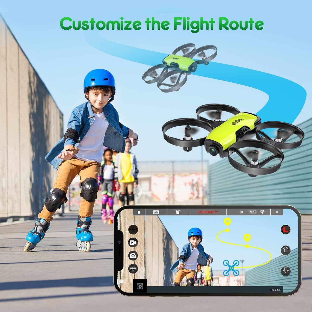 | Drone for Kids 8+ Gift with Camera - Mini Drone with 90° Adjustable Camera, Safe for Kids to Play, Easy to Fly, Photos and Videos, Includes Three Batteries (Gift for Kids)