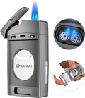 Torch Lighter with Cutter, Cigar Lighter Double Jet Flame Refillable Butane Lighter 2 in 1 Windproof Lighters for Smoking Cigar Accessories W/Gift Box (Butane Not Included)