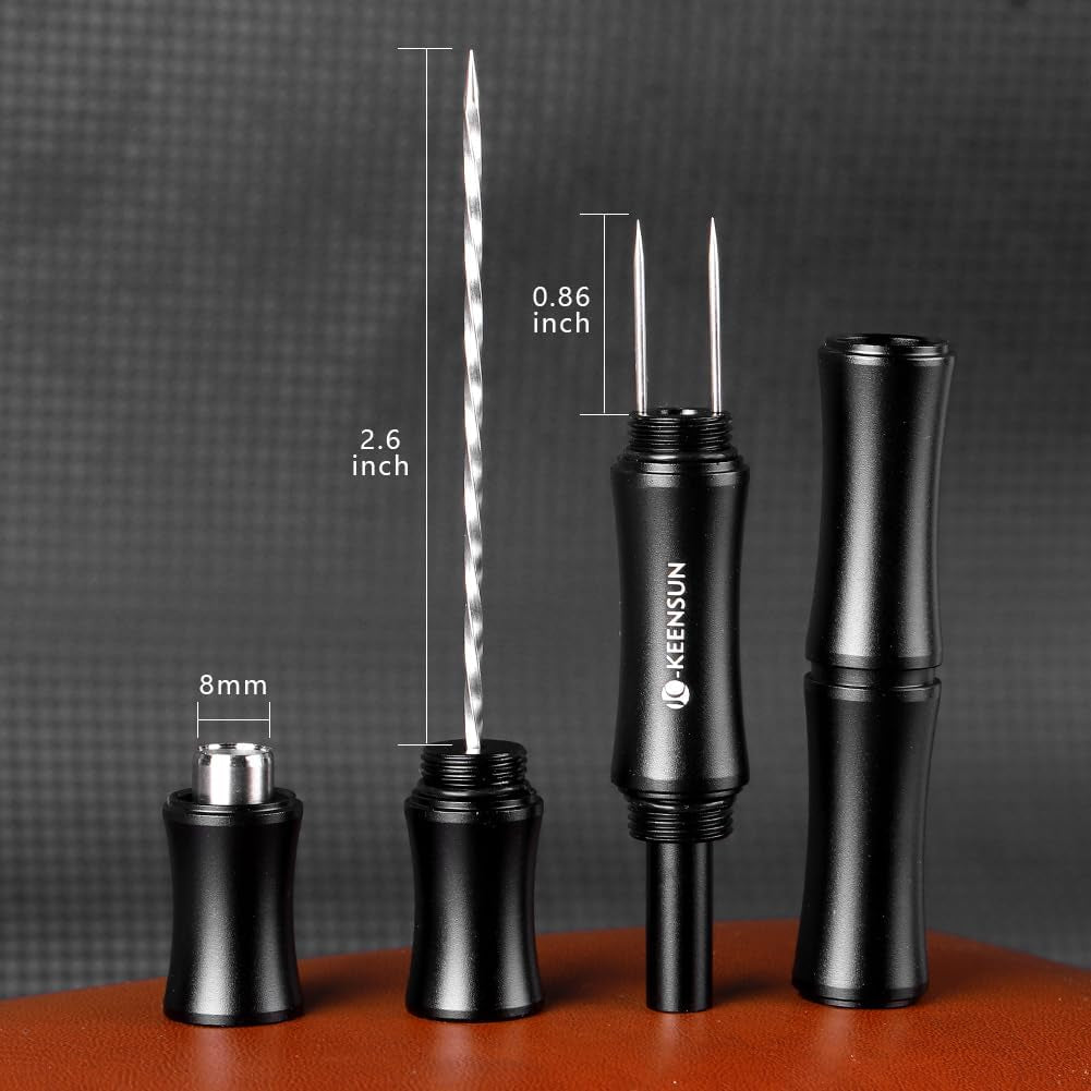 3-In-1 Cigar Punch Tool Set with Cigar Punch(8Mm), Cigar Draw Enhancer Cutter and Twin Nubber (Black)