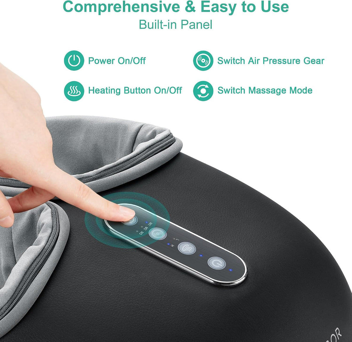 Foot Massager with Heat - Shiatsu Feet Massage Machine Delivers Relief for Tired Muscles & Plantar, Deep Kneading Therapy, Multi-Level Settings for Home, Office Use, Size up to 13"