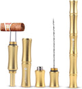 3-In-1 Cigar Punch Tool Set with Cigar Punch(8Mm), Cigar Draw Enhancer Cutter and Twin Nubber (Gold)