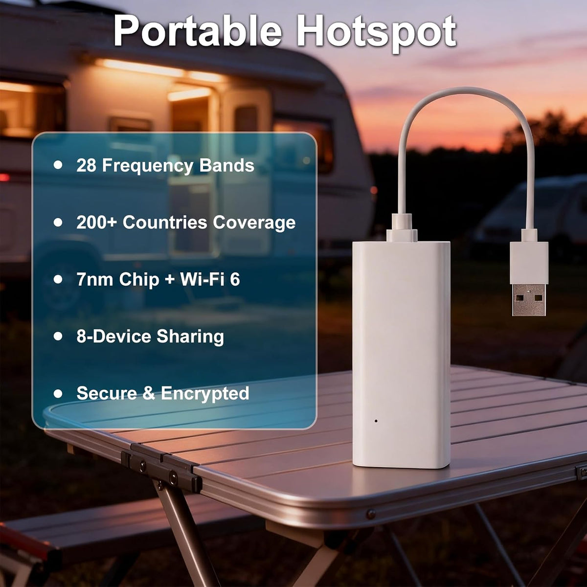 4G LTE Portable Wifi Hotspot for Travel in 200+ Countries,1Gb Data 30 Days