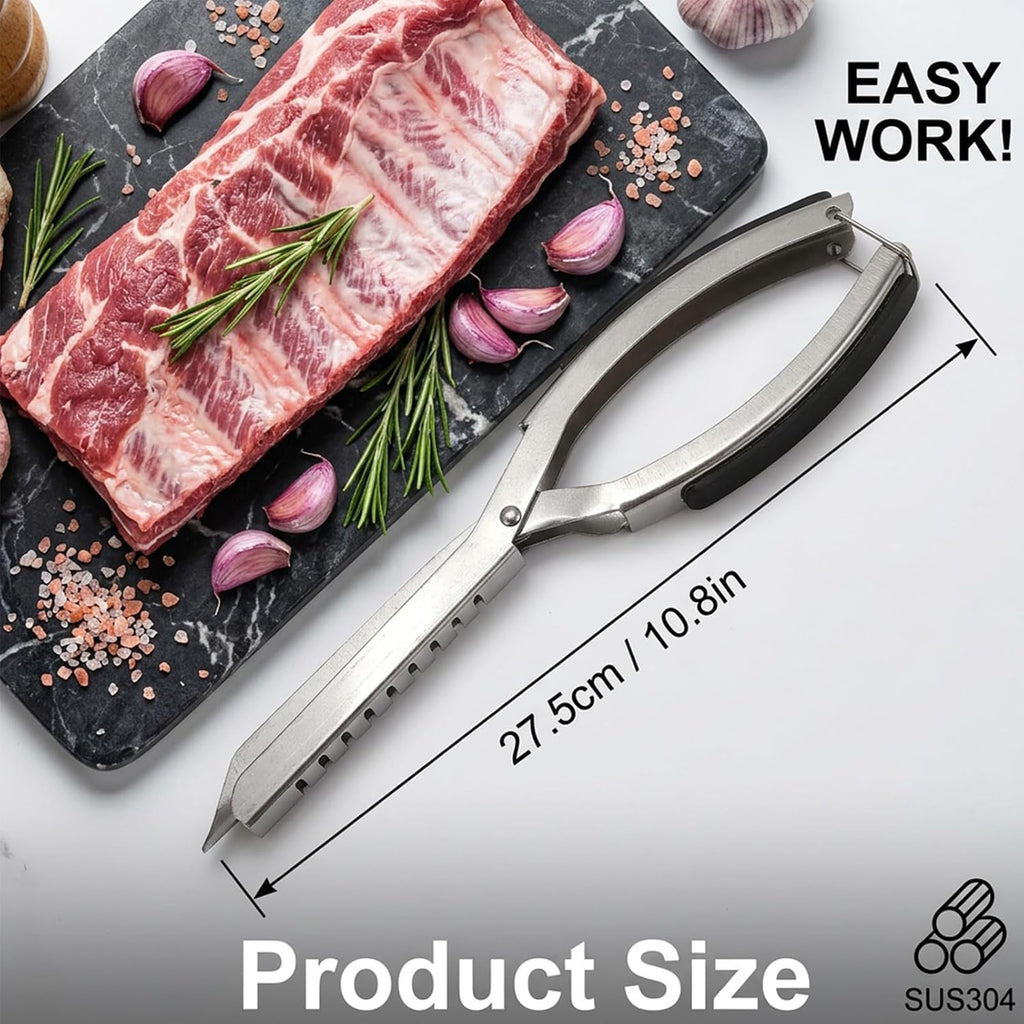 Rib Membrane Removal Tool, Heavy Duty Stainless Steel BBQ Prep Kit with Ergonomic Non-Slip Grip for Effortless Pork and Beef Rib Skinner, Essential Grilling and Meat Preparation Accessory