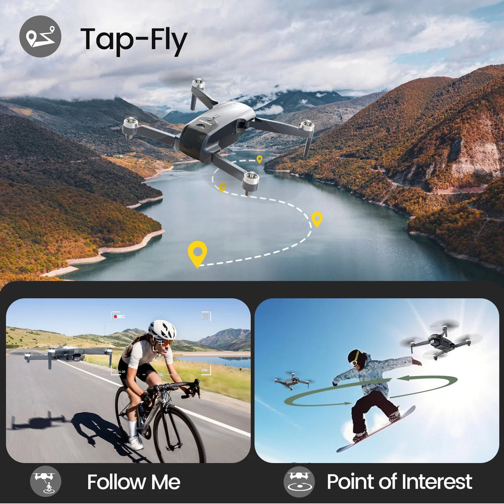 Drones with Camera for Adults 4K,  WF31 GPS Foldable Quadcopter for Beginners with Brushless Motor, 2 Batteries for 50 Min Flight Time, Black